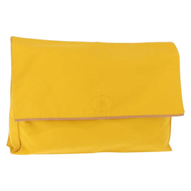 HERMES Clutch Bag Canvas Yellow Auth BA8466