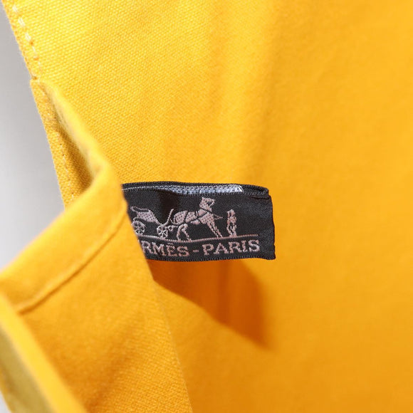 HERMES Clutch Bag Canvas Yellow Auth BA8466