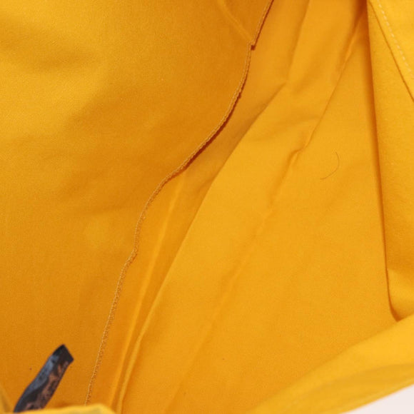 HERMES Clutch Bag Canvas Yellow Auth BA8466