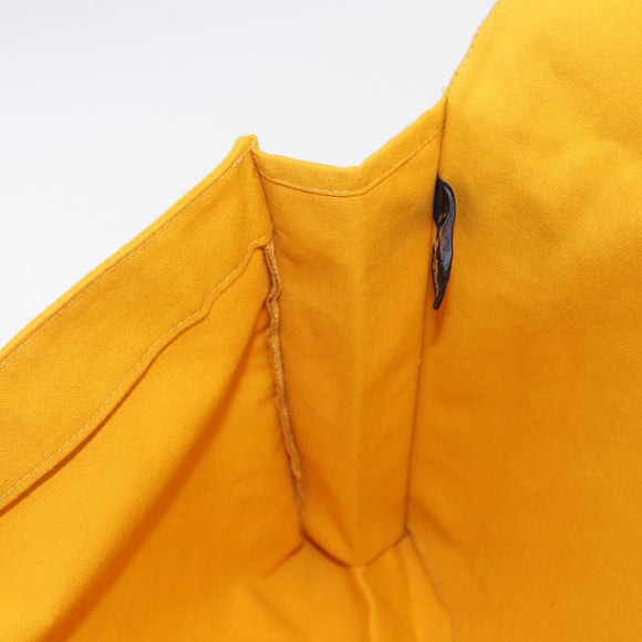 HERMES Clutch Bag Canvas Yellow Auth BA8466