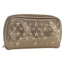 Jimmy Choo Studs Pouch Leather Gold Auth BA8467-1