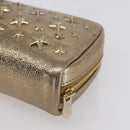 Jimmy Choo Studs Pouch Leather Gold Auth BA8467-10