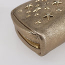 Jimmy Choo Studs Pouch Leather Gold Auth BA8467-11