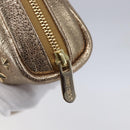 Jimmy Choo Studs Pouch Leather Gold Auth BA8467-12