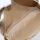 Jimmy Choo Studs Pouch Leather Gold Auth BA8467-14