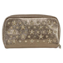 Jimmy Choo Studs Pouch Leather Gold Auth BA8467-3