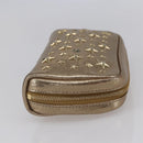 Jimmy Choo Studs Pouch Leather Gold Auth BA8467-5