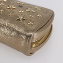 Jimmy Choo Studs Pouch Leather Gold Auth BA8467-8