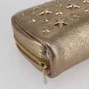 Jimmy Choo Studs Pouch Leather Gold Auth BA8467-9
