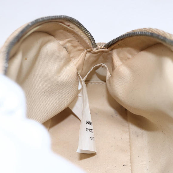 CHANEL Paris Biarritz Pouch Leather Gold CC Auth BA8468