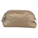 CHANEL Paris Biarritz Pouch Leather Gold CC Auth BA8468-13