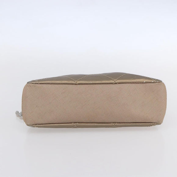 CHANEL Paris Biarritz Pouch Leather Gold CC Auth BA8468