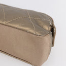 CHANEL Paris Biarritz Pouch Leather Gold CC Auth BA8468-14