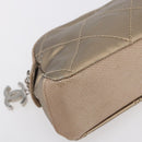 CHANEL Paris Biarritz Pouch Leather Gold CC Auth BA8468-15