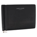 SAINT LAURENT Bill Clip Wallet Leather Black Silver Auth BA8469-1