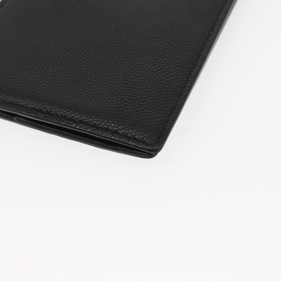 SAINT LAURENT Bill Clip Wallet Leather Black Silver Auth BA8469