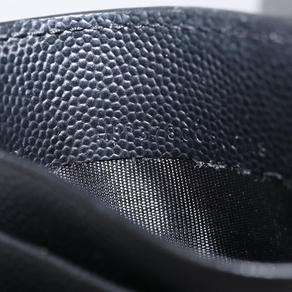 SAINT LAURENT Bill Clip Wallet Leather Black Silver Auth BA8469