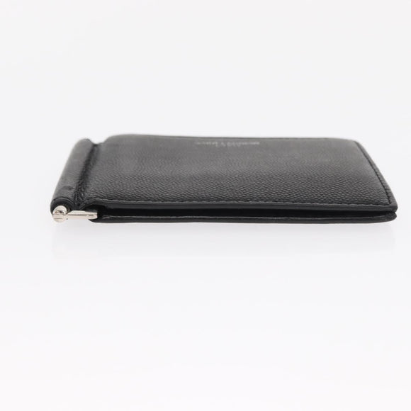 SAINT LAURENT Bill Clip Wallet Leather Black Silver Auth BA8469