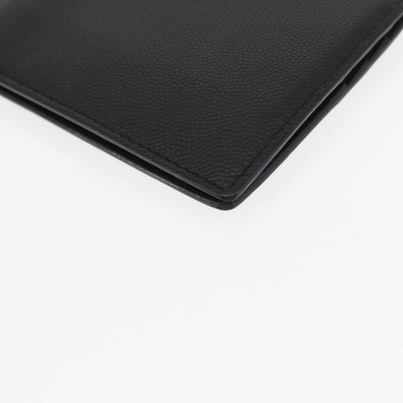 SAINT LAURENT Bill Clip Wallet Leather Black Silver Auth BA8469