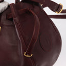 CARTIER Must Line Shoulder Bag Leather Bordeaux Gold Auth BA8472-14