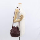CARTIER Must Line Shoulder Bag Leather Bordeaux Gold Auth BA8472-20