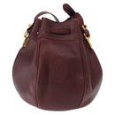 CARTIER Must Line Shoulder Bag Leather Bordeaux Gold Auth BA8472-3