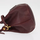 CARTIER Must Line Shoulder Bag Leather Bordeaux Gold Auth BA8472-5