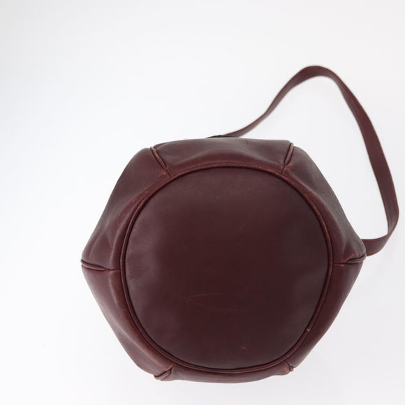 CARTIER Must Line Shoulder Bag Leather Bordeaux Gold Auth BA8472