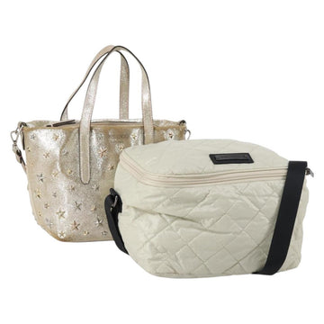 BURBERRY Jimmy Choo Shoulder Bag Nylon Leather 2 Set Beige Ivory Auth BA8473