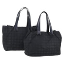 CHANEL New Travel Line Tote Bag Nylon 2 Set Black CC Auth BA8474-1