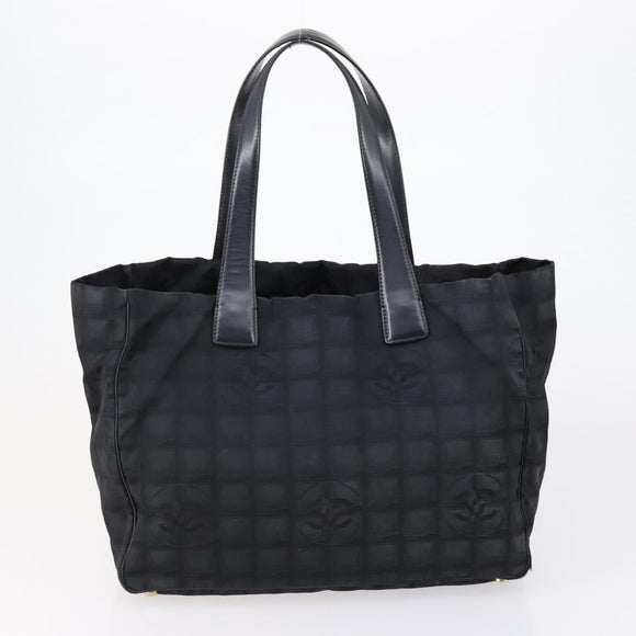 CHANEL New Travel Line Einkaufstasche Nylon 2er Set Schwarz CC Auth BA8474