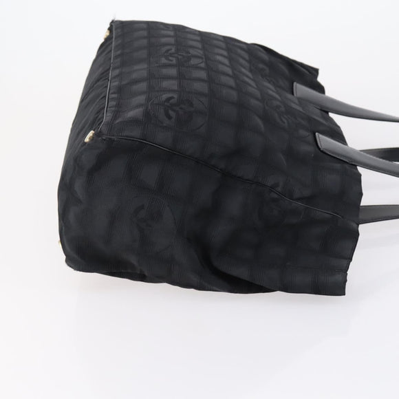 CHANEL New Travel Line Tote Bag Nylon 2 Set Black CC Auth BA8474