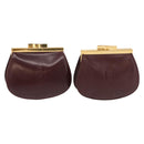 CARTIER Must Line Coin Purse Leather 2 Set Bordeaux Gold Auth BA8475-1