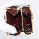 CARTIER Must Line Coin Purse Leather 2 Set Bordeaux Gold Auth BA8475-15