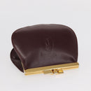 CARTIER Must Line Coin Purse Leather 2 Set Bordeaux Gold Auth BA8475-5