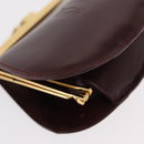 CARTIER Must Line Coin Purse Leather 2 Set Bordeaux Gold Auth BA8475-7
