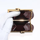 CARTIER Must Line Coin Purse Leather 2 Set Bordeaux Gold Auth BA8475-8