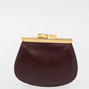 CARTIER Must Line Coin Purse Leather 2 Set Bordeaux Gold Auth BA8475-9