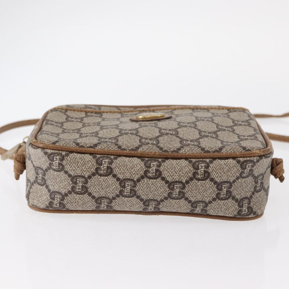 GUCCI GG Plus Supreme Shoulder Bag PVC Beige Gold Auth BA8484