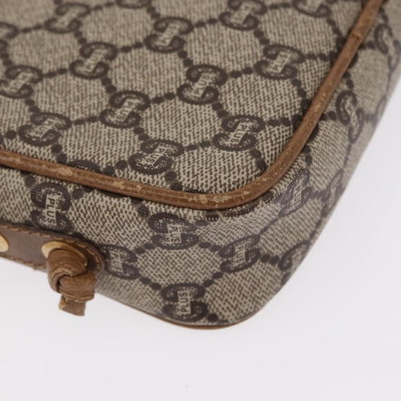 GUCCI GG Plus Supreme Shoulder Bag PVC Beige Gold Auth BA8484