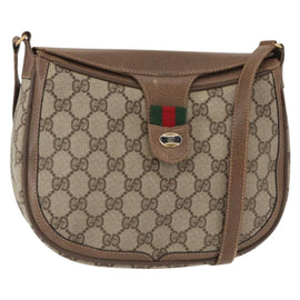 GUCCI GG Supreme Web Sherry Line Bag PVC Beige Gold 10 02 056 Auth BA8485