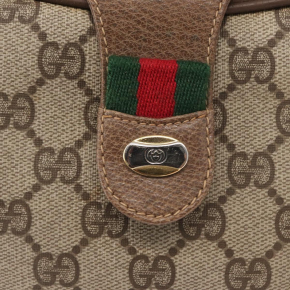 GUCCI GG Supreme Web Sherry Line Bag PVC Beige Gold 10 02 056 Auth BA8485