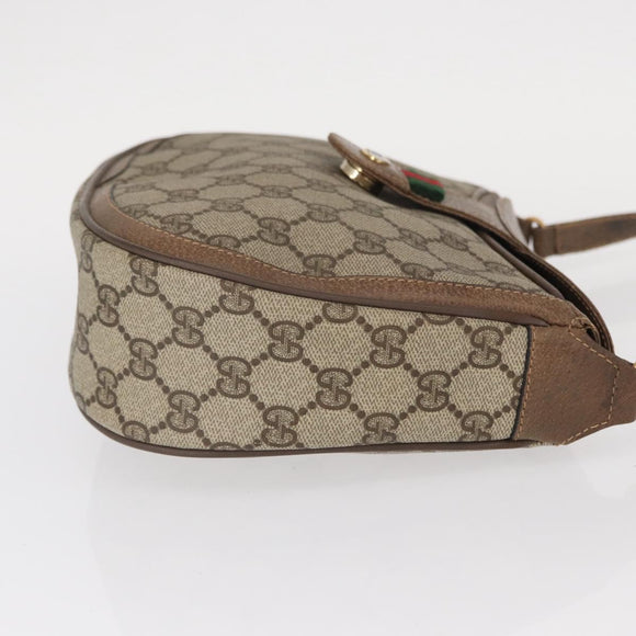 GUCCI GG Supreme Web Sherry Line Bag PVC Beige Gold 10 02 056 Auth BA8485