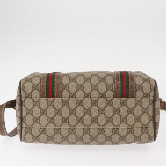 GUCCI GG Supreme Web Sherry Line Tas PVC Beige Goud 002 115 6697 Auth BA8486
