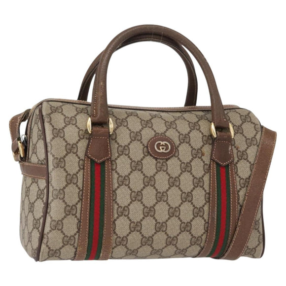 GUCCI GG Supreme Web Sherry Line Tas PVC Beige Goud 002 115 6697 Auth BA8486