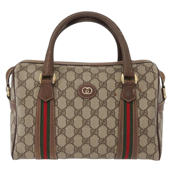 GUCCI GG Supreme Web Sherry Line Bag PVC Beige Gold 002 115 6697 Auth BA8486