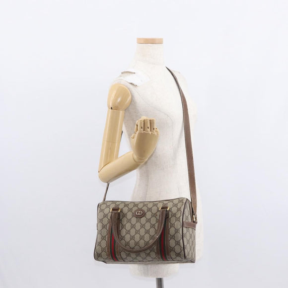 GUCCI GG Supreme Web Sherry Line Tas PVC Beige Goud 002 115 6697 Auth BA8486