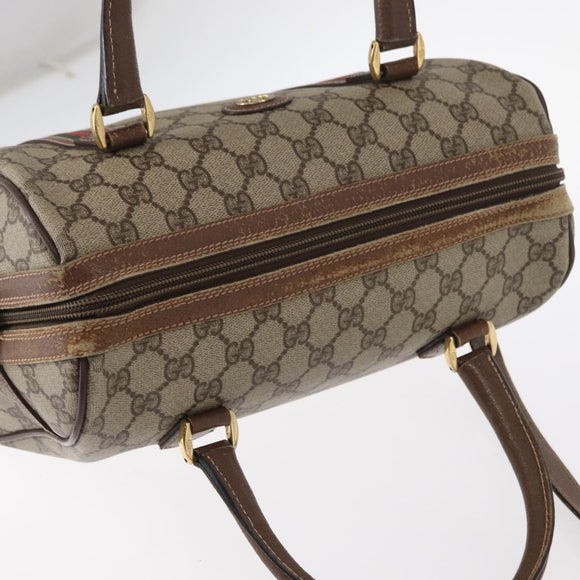 GUCCI GG Supreme Web Sherry Line Tas PVC Beige Goud 002 115 6697 Auth BA8486