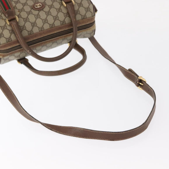 GUCCI GG Supreme Web Sherry Line Tas PVC Beige Goud 002 115 6697 Auth BA8486