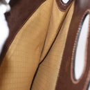 GUCCI Web Sherry Line Hand Bag Leather Suede Brown Auth BA8488-17